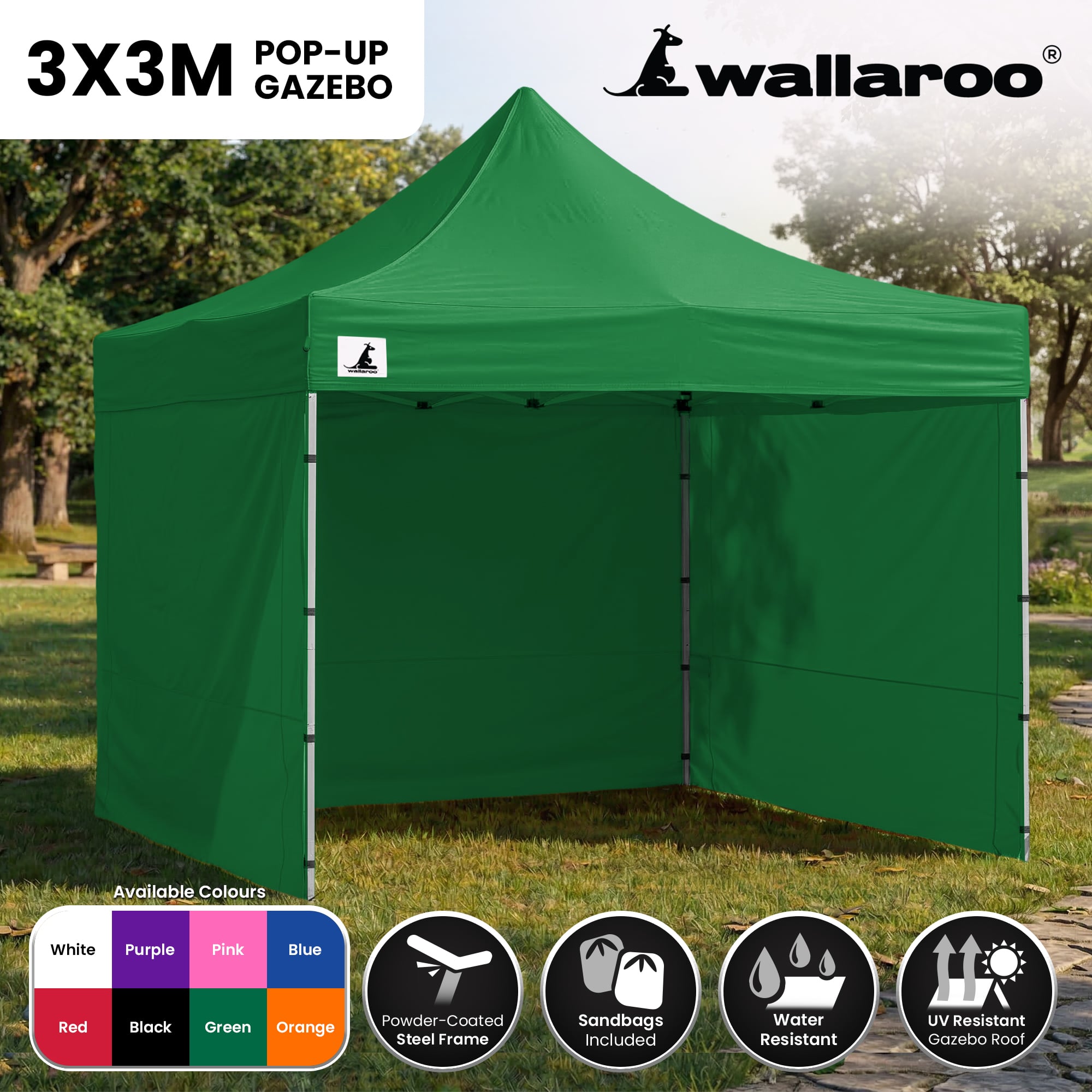 Canopies & Gazebos: Wallaroo Gazebo Tent Marquee 3x3 Popup Outdoor - Green