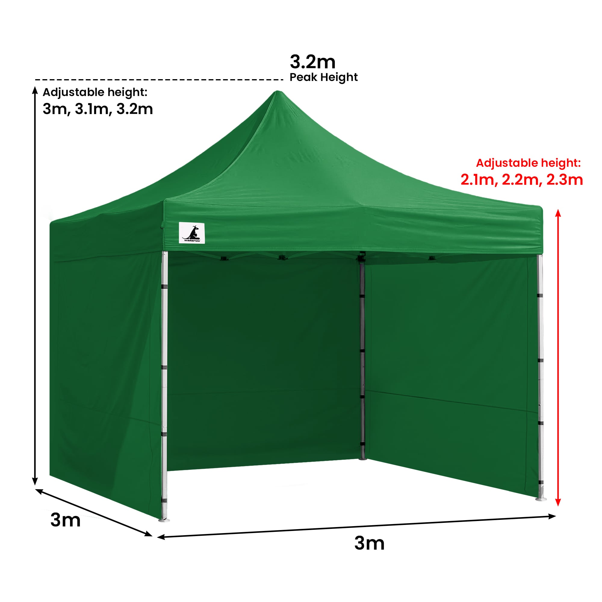 Canopies & Gazebos: Wallaroo Gazebo Tent Marquee 3x3 Popup Outdoor - Green