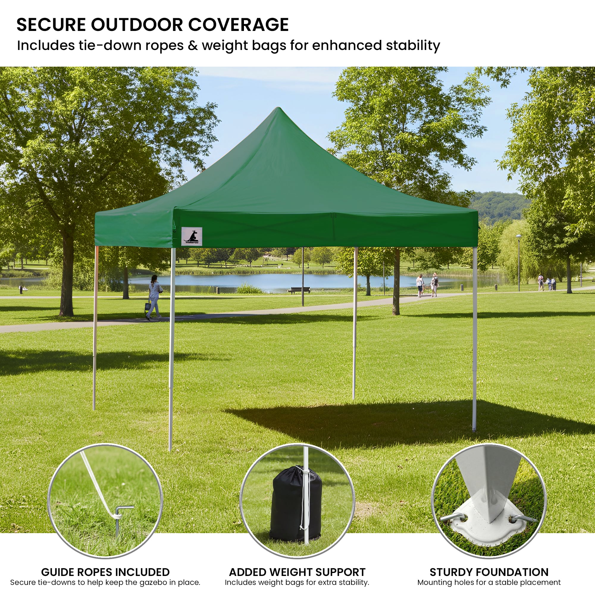 Canopies & Gazebos: Wallaroo Gazebo Tent Marquee 3x3 Popup Outdoor - Green