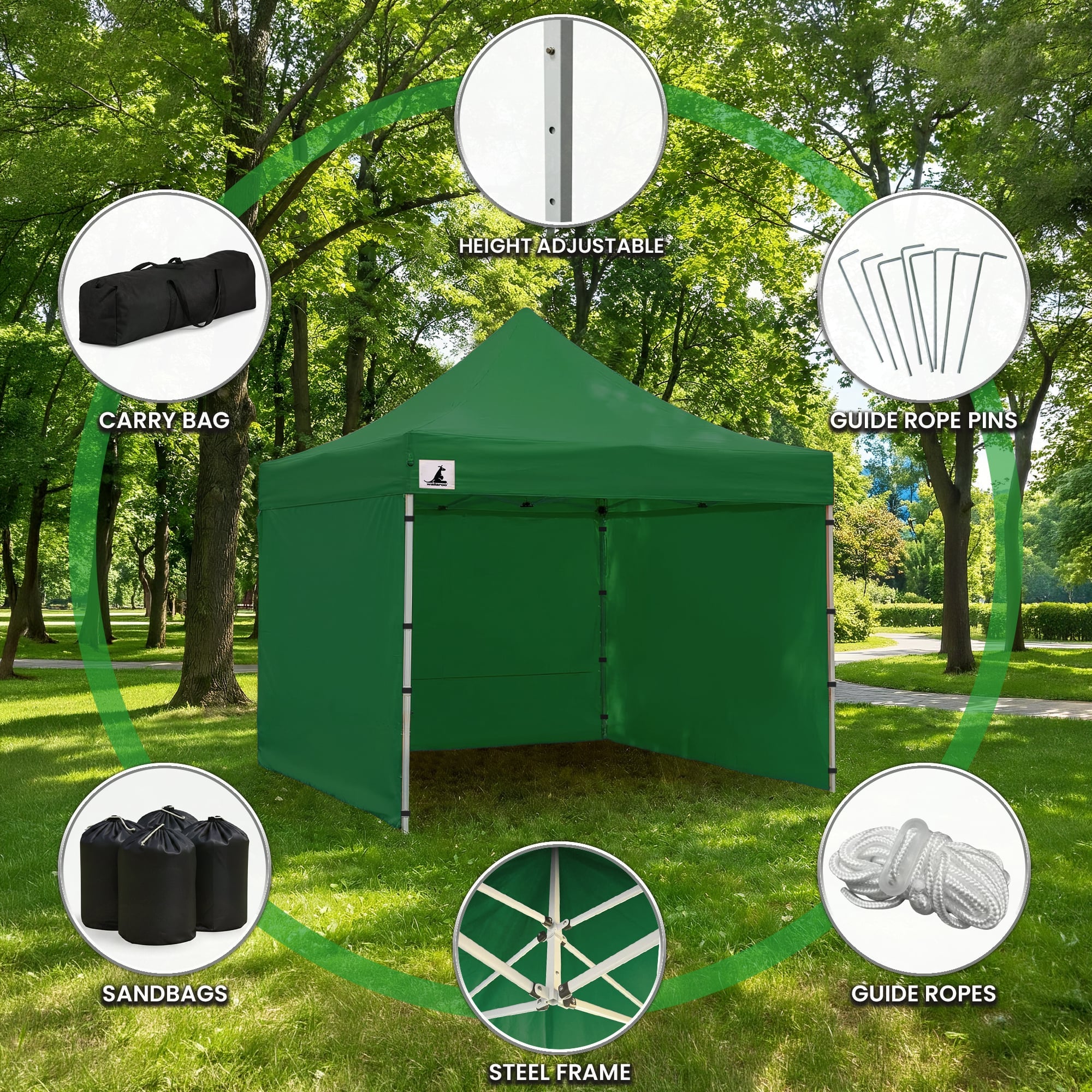 Canopies & Gazebos: Wallaroo Gazebo Tent Marquee 3x3 Popup Outdoor - Green