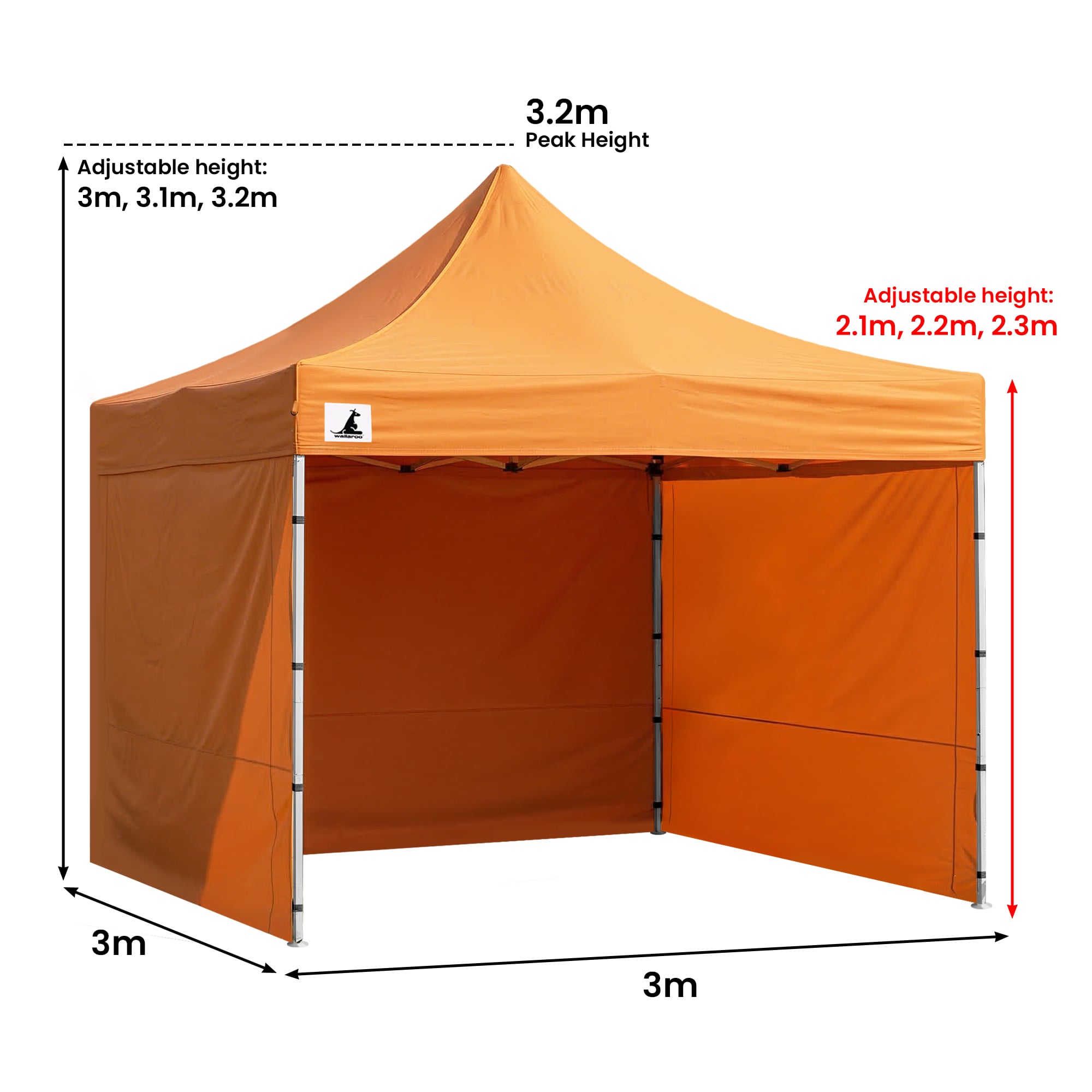 Canopies & Gazebos: Wallaroo Gazebo Tent Marquee 3x3 PopUp Outdoor  - Orange