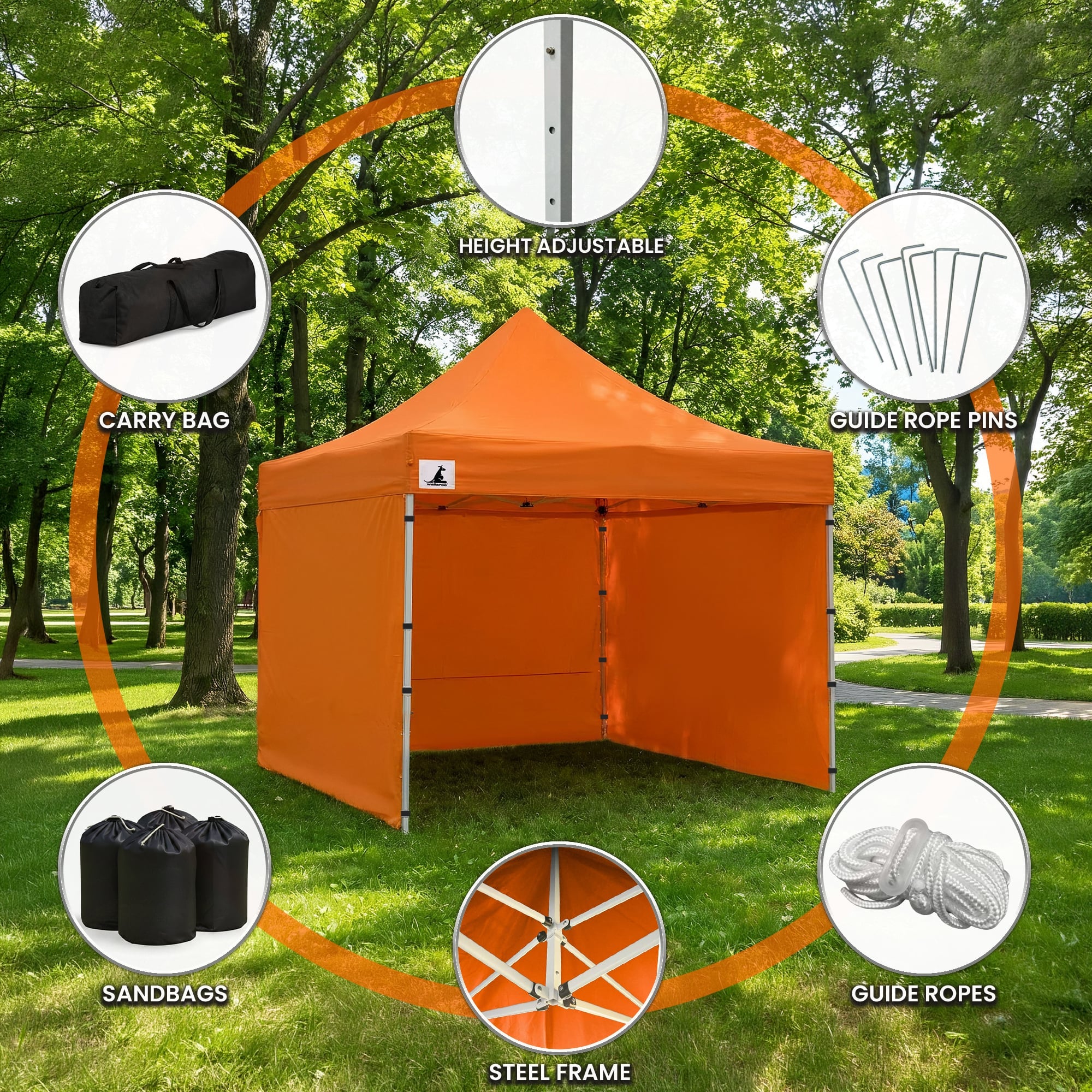 Canopies & Gazebos: Wallaroo Gazebo Tent Marquee 3x3 PopUp Outdoor  - Orange