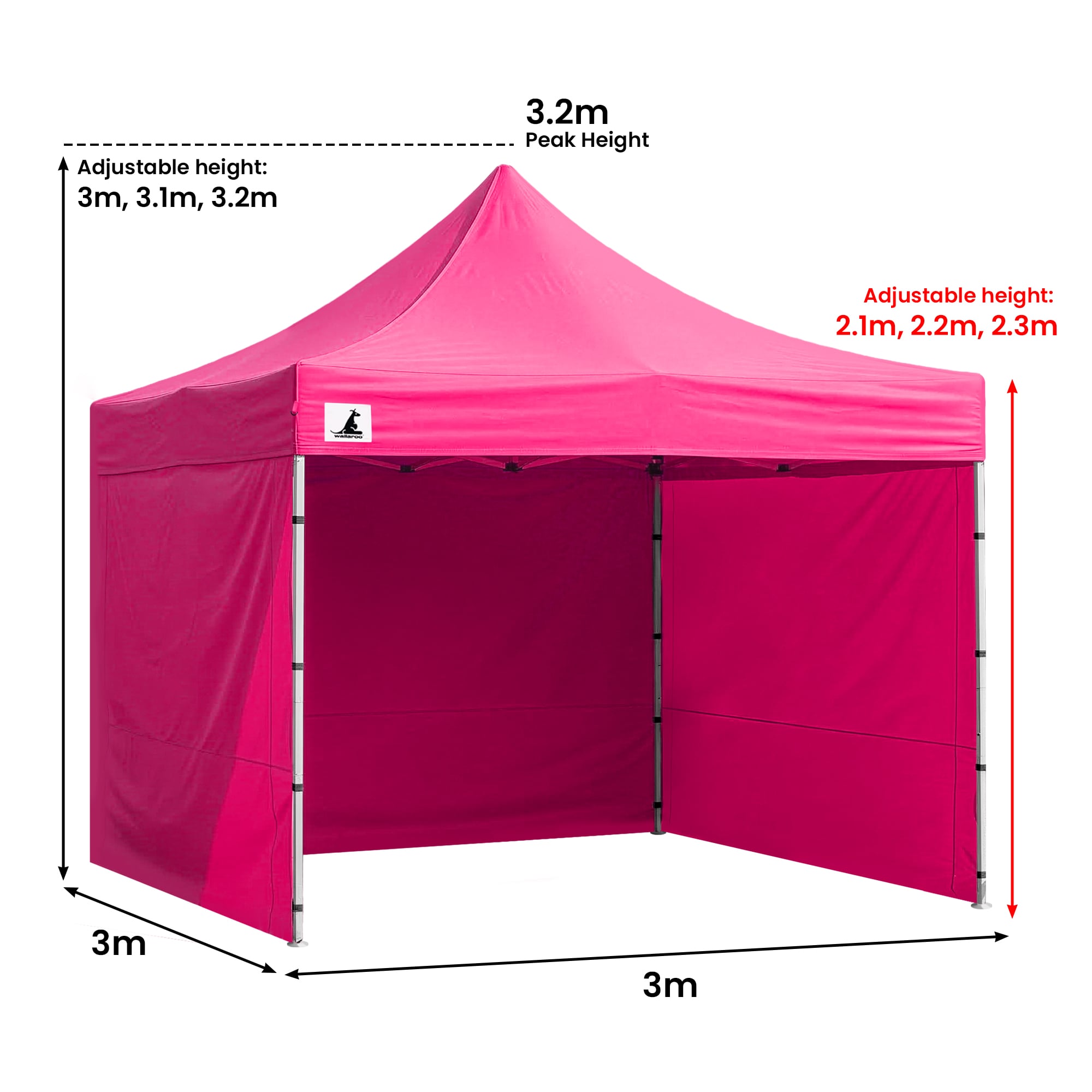 Canopies & Gazebos: Wallaroo Gazebo Tent Marquee 3x3 PopUp Outdoor Pink