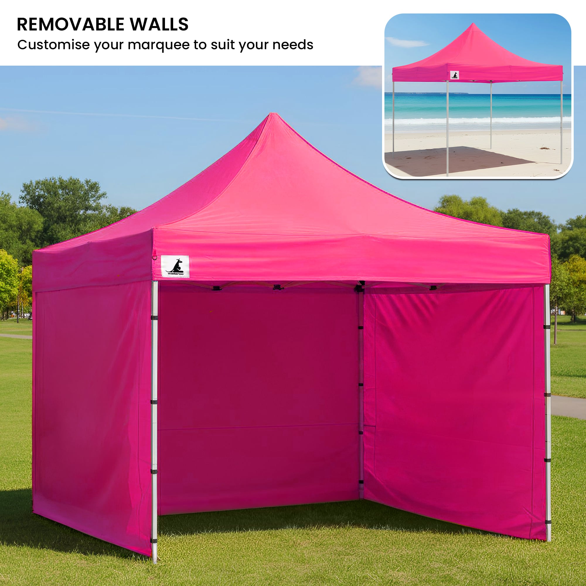 Canopies & Gazebos: Wallaroo Gazebo Tent Marquee 3x3 PopUp Outdoor Pink