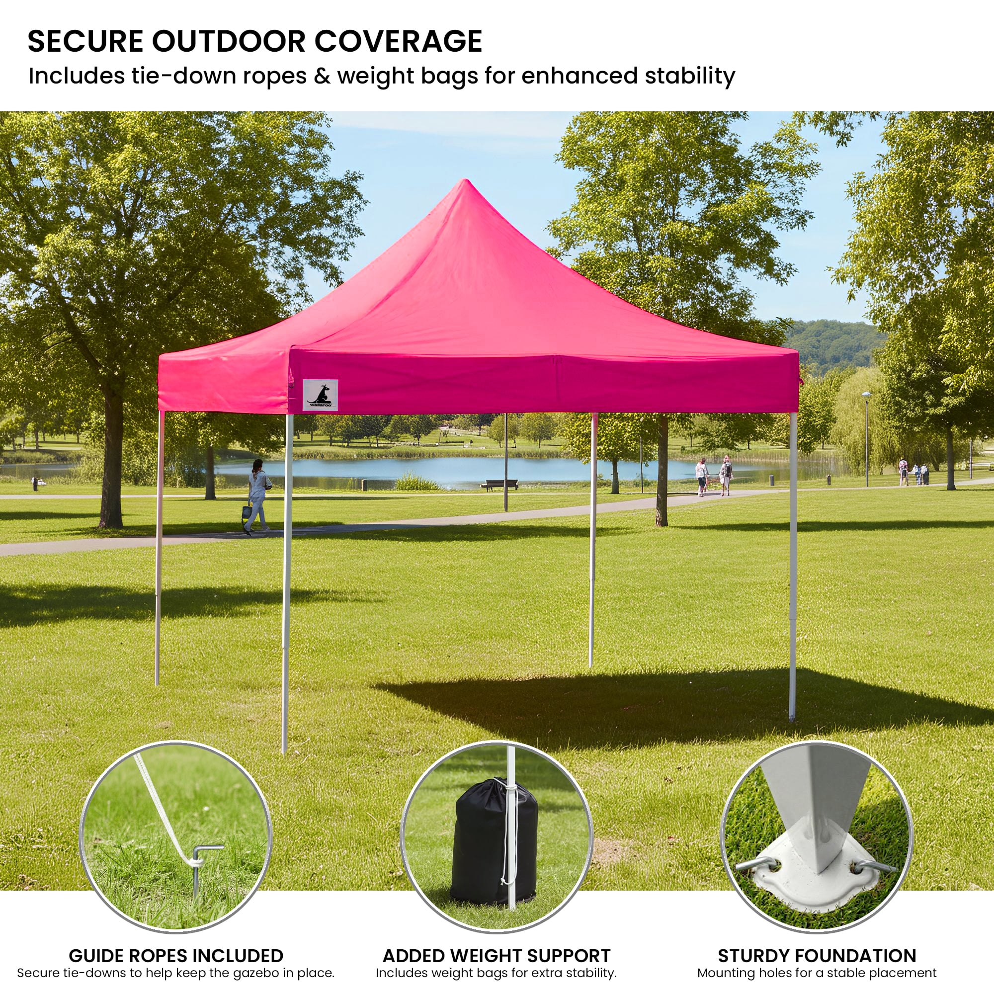 Canopies & Gazebos: Wallaroo Gazebo Tent Marquee 3x3 PopUp Outdoor Pink