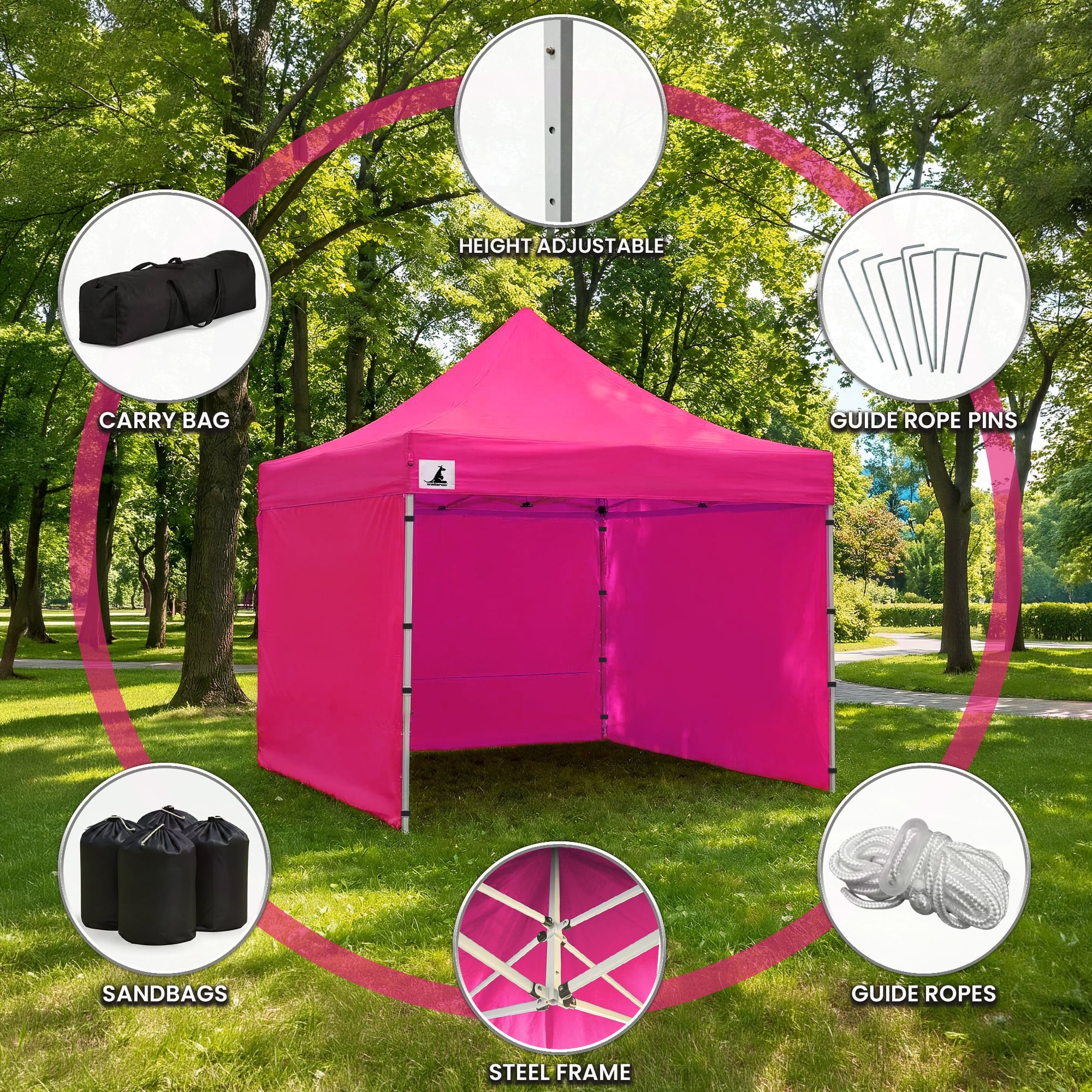 Canopies & Gazebos: Wallaroo Gazebo Tent Marquee 3x3 PopUp Outdoor Pink