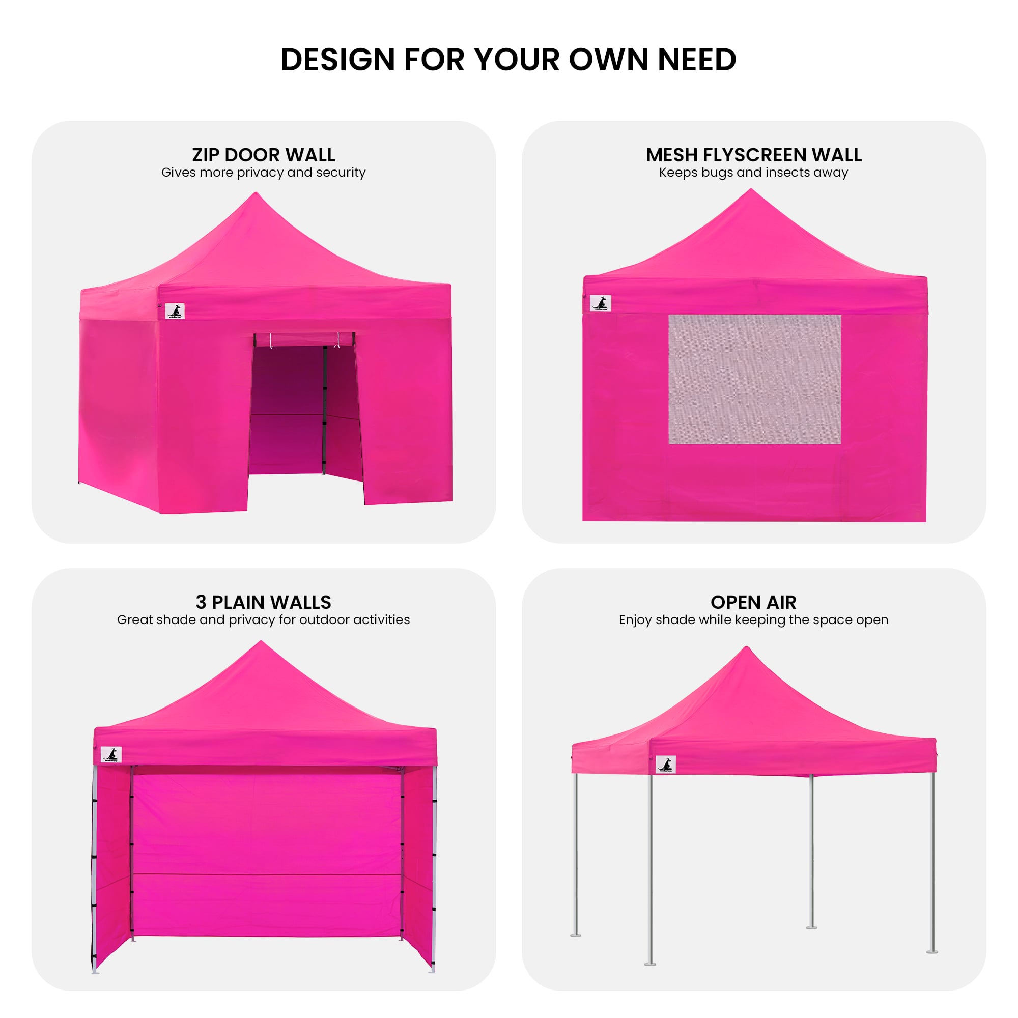 Canopies & Gazebos: Wallaroo Gazebo Tent Marquee 3x3 PopUp Outdoor Pink