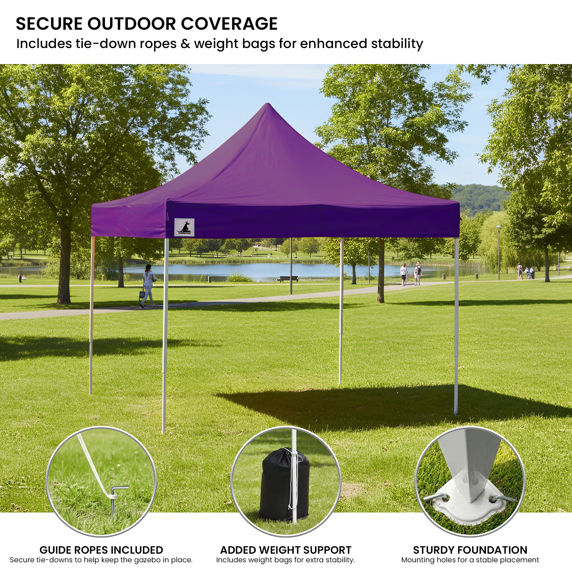 Canopies & Gazebos: Wallaroo Gazebo Tent Marquee 3x3 PopUp Outdoor Purple