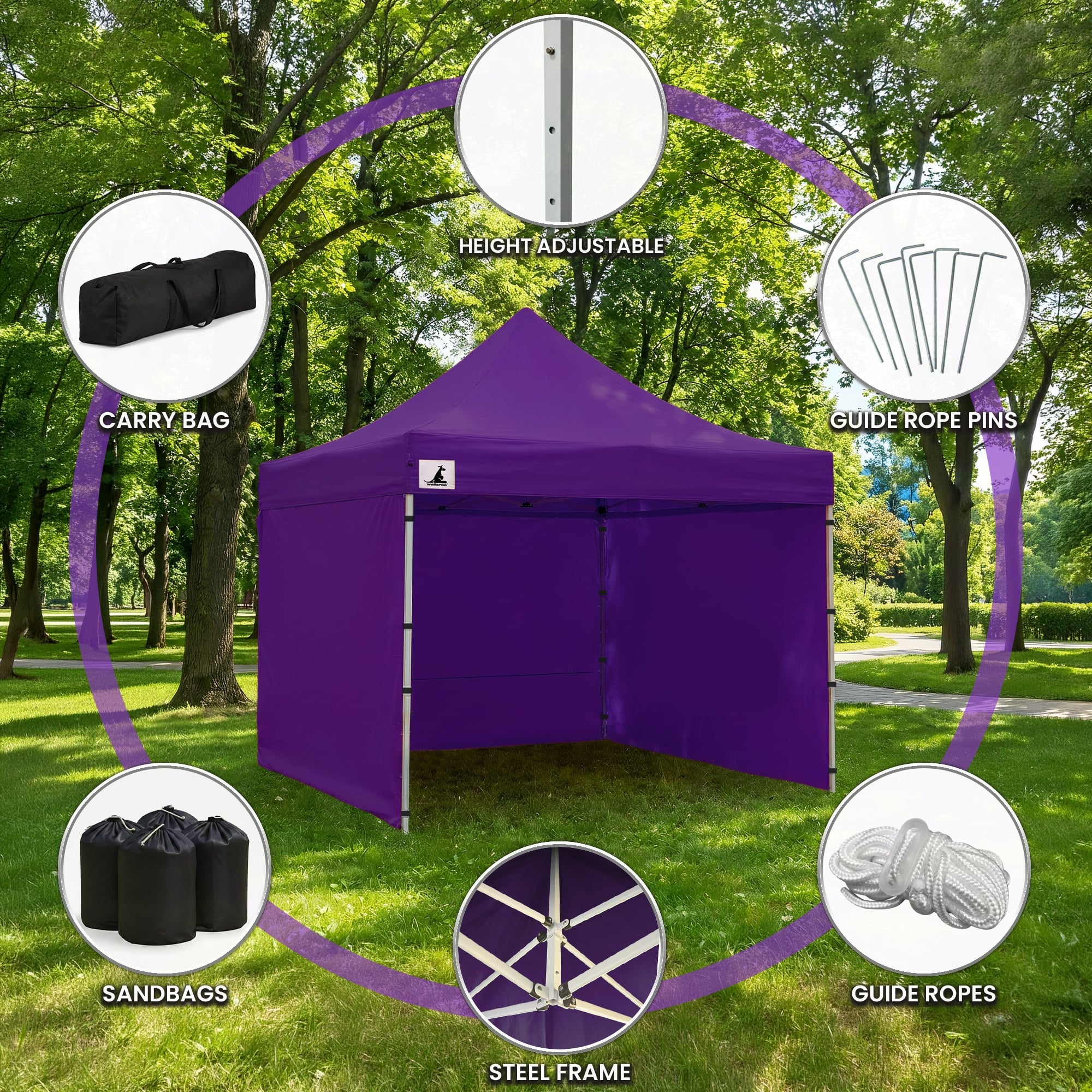 Canopies & Gazebos: Wallaroo Gazebo Tent Marquee 3x3 PopUp Outdoor Purple
