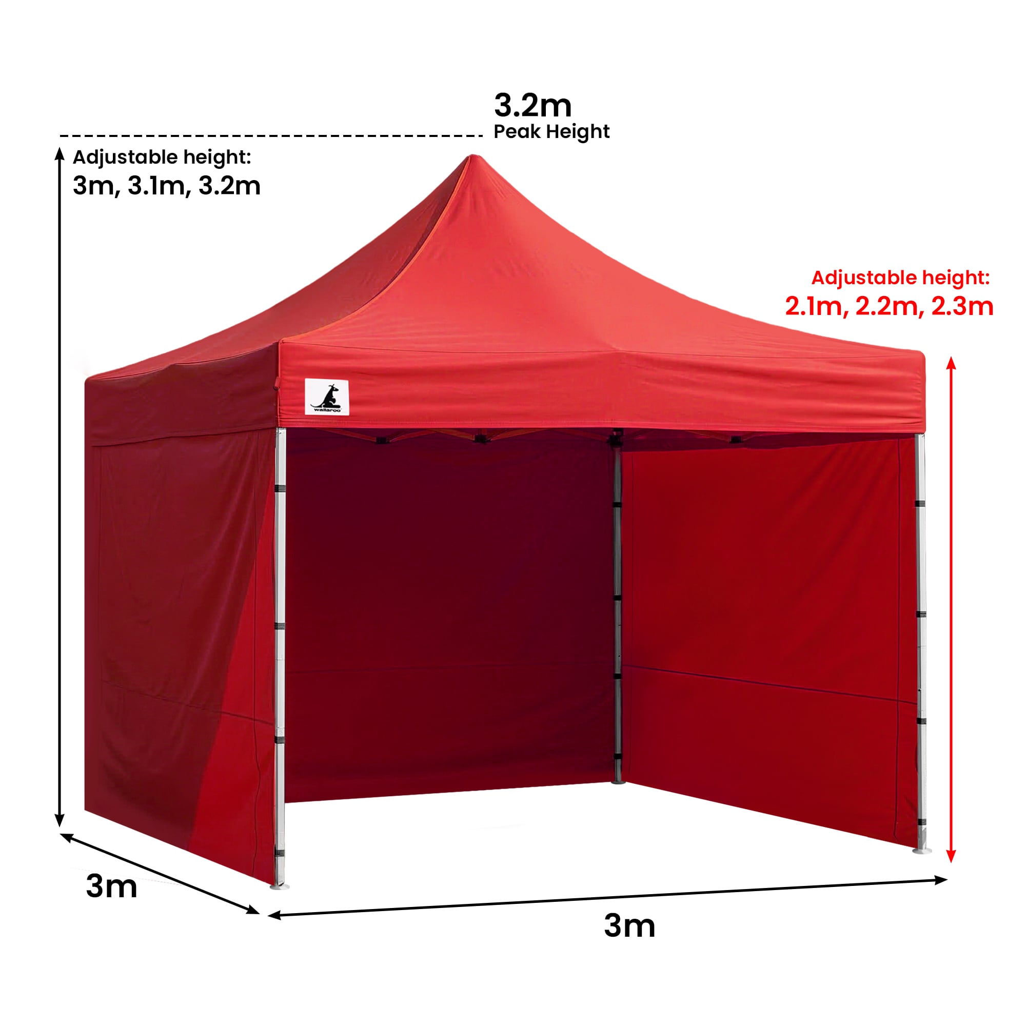 Canopies & Gazebos: Wallaroo Gazebo Tent Marquee 3x3 PopUp Outdoor  Red