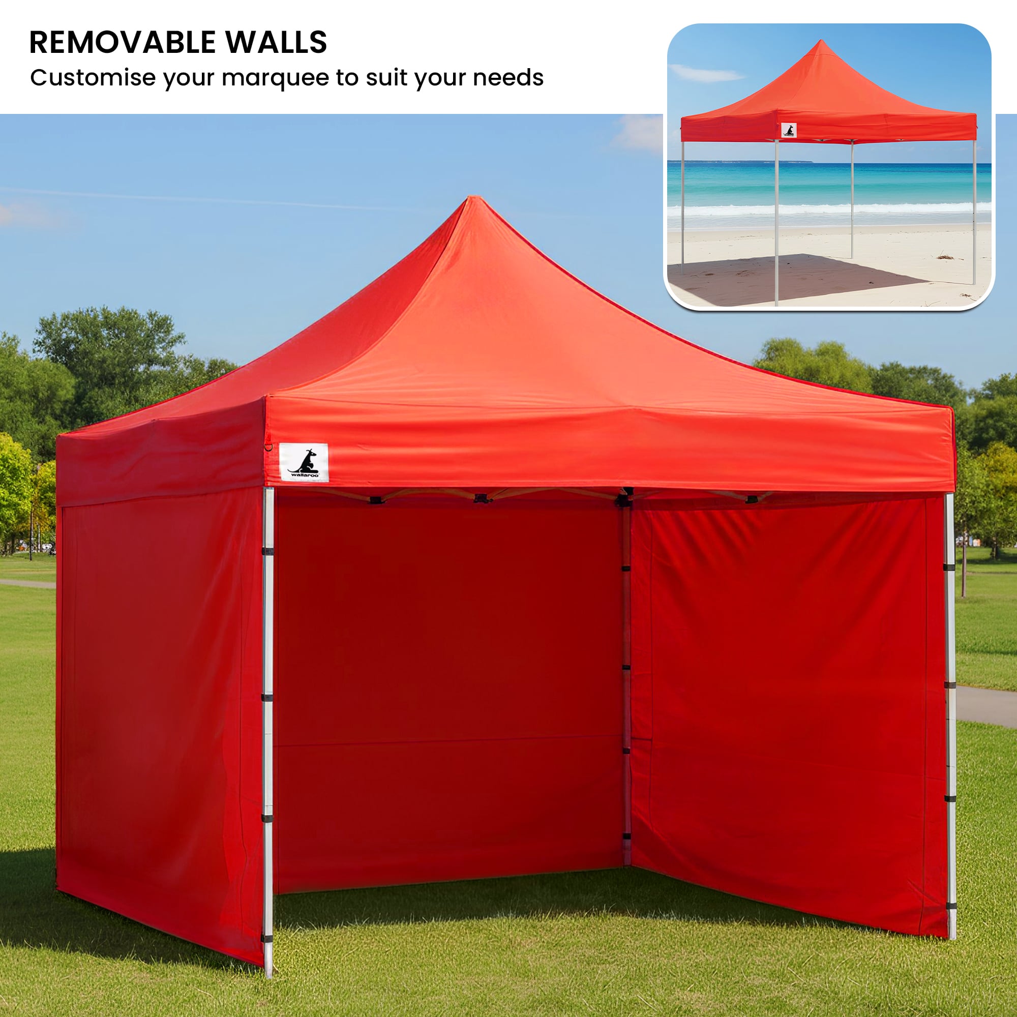 Canopies & Gazebos: Wallaroo Gazebo Tent Marquee 3x3 PopUp Outdoor  Red