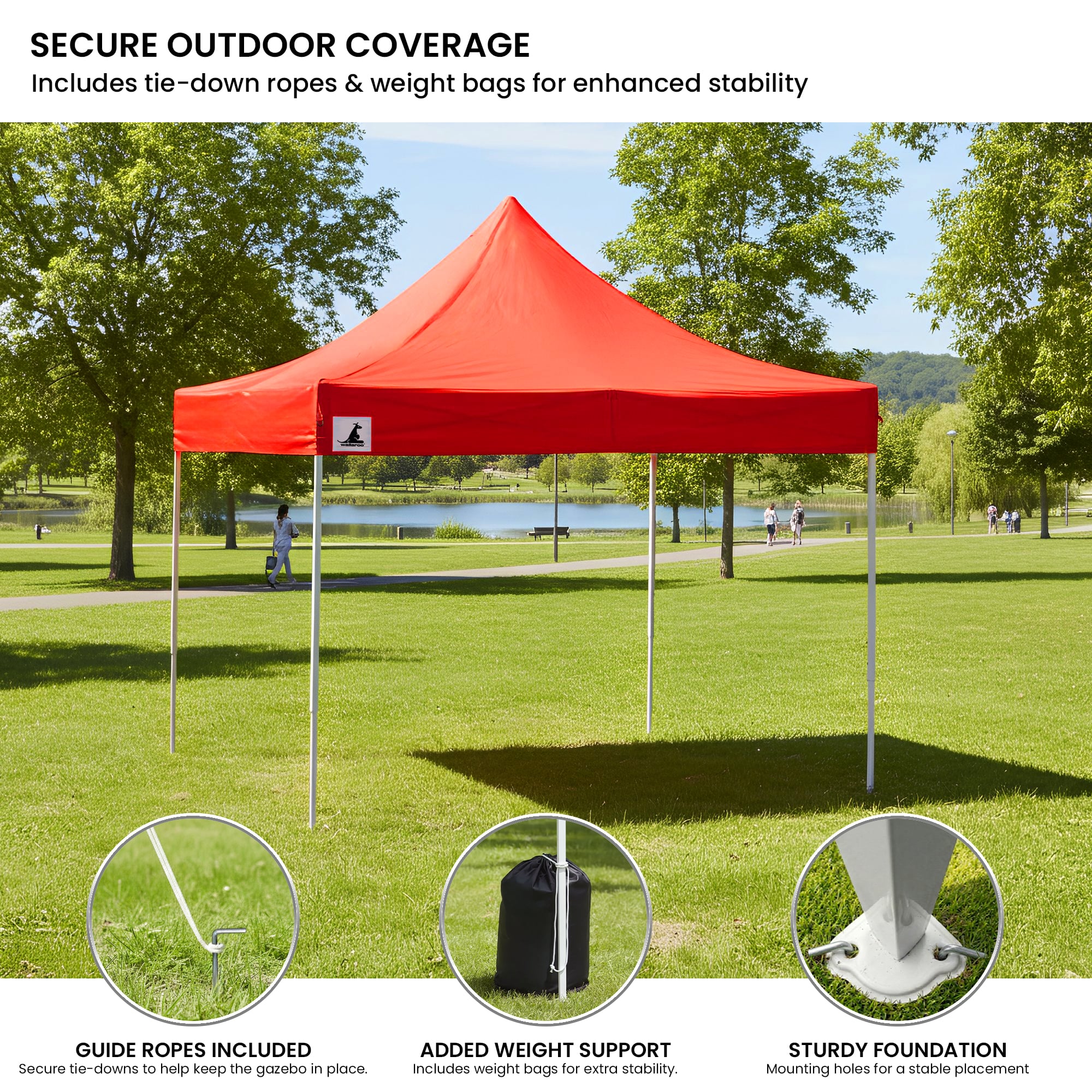 Canopies & Gazebos: Wallaroo Gazebo Tent Marquee 3x3 PopUp Outdoor  Red