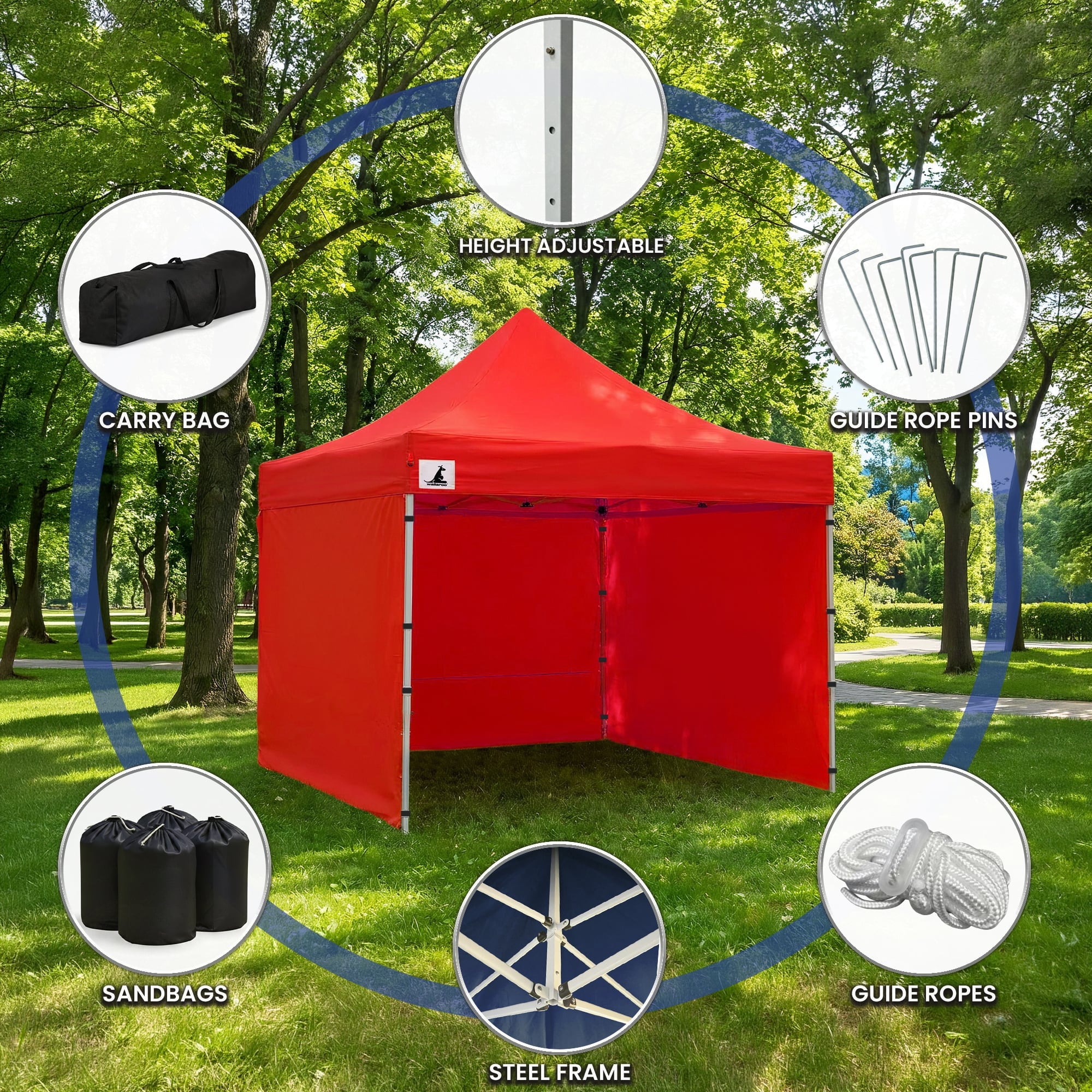Canopies & Gazebos: Wallaroo Gazebo Tent Marquee 3x3 PopUp Outdoor  Red