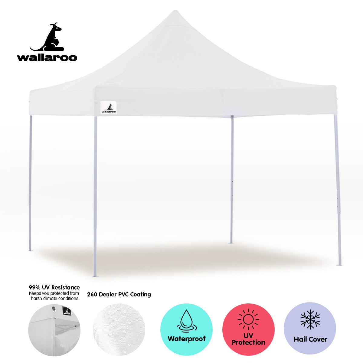 Canopies & Gazebos: Wallaroo Gazebo Tent Marquee 3x3 PopUp Outdoor Wallaroo White