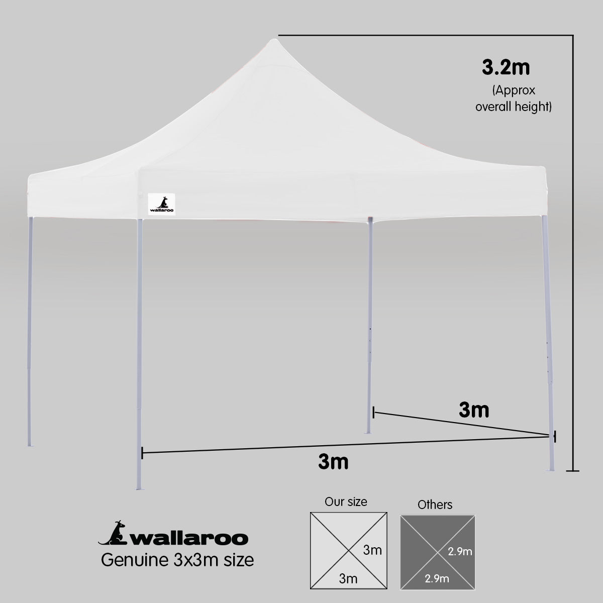 Canopies & Gazebos: Wallaroo Gazebo Tent Marquee 3x3 PopUp Outdoor Wallaroo White