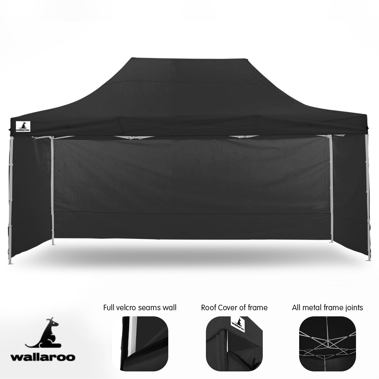 Canopies & Gazebos: Wallaroo Gazebo Tent Marquee 3x4.5m PopUp Outdoor Black