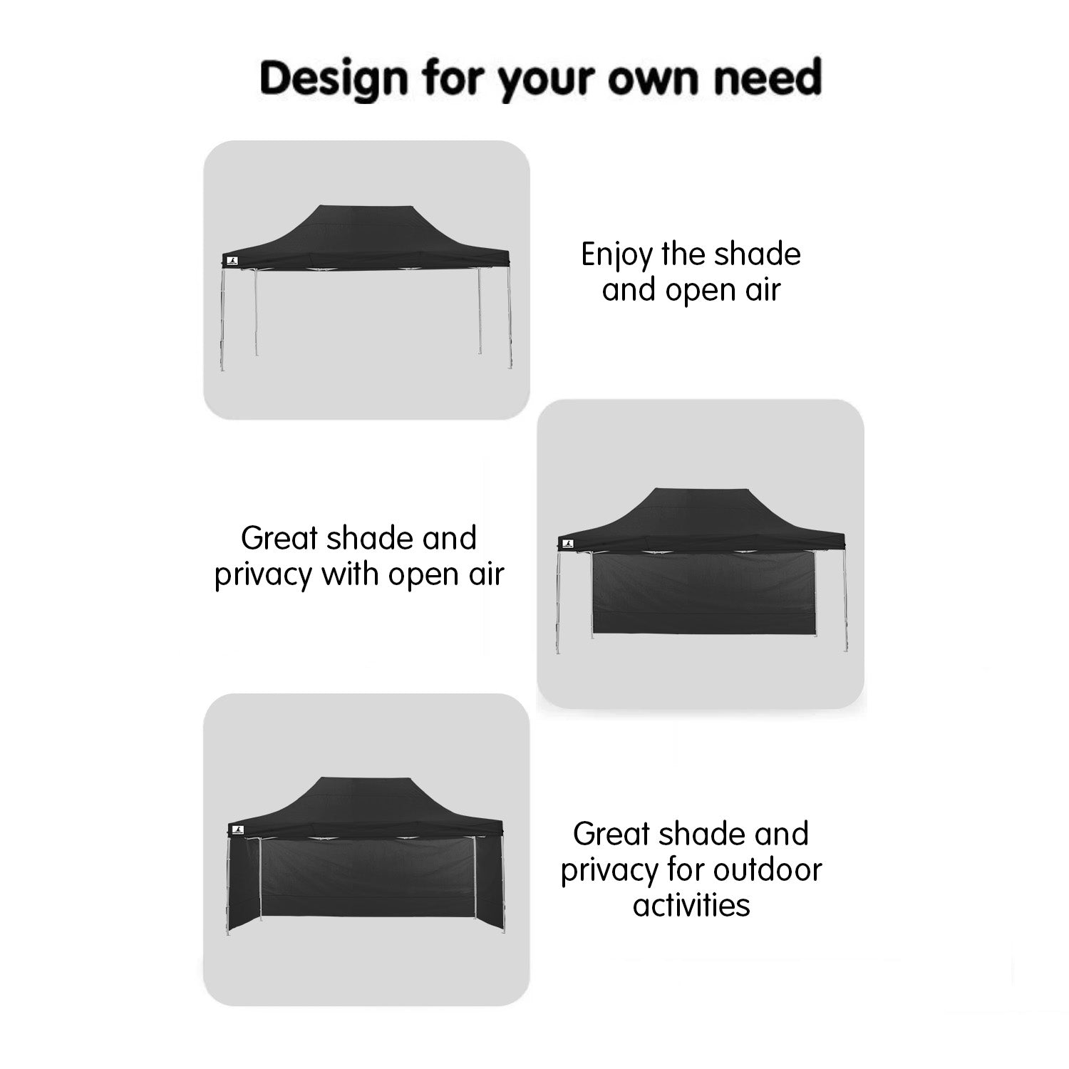 Canopies & Gazebos: Wallaroo Gazebo Tent Marquee 3x4.5m PopUp Outdoor Black