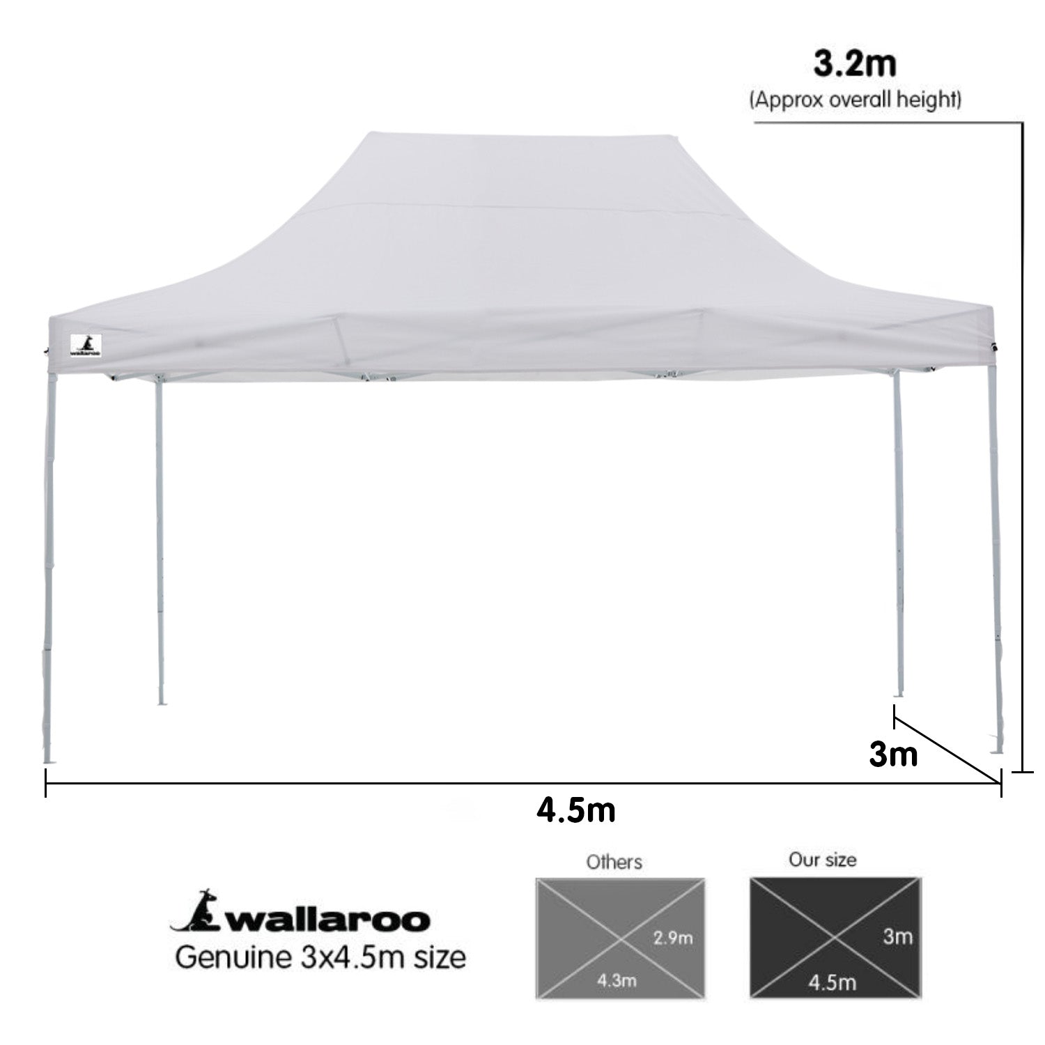 Canopies & Gazebos: Wallaroo Gazebo Tent Marquee 3x4.5m PopUp Outdoor White