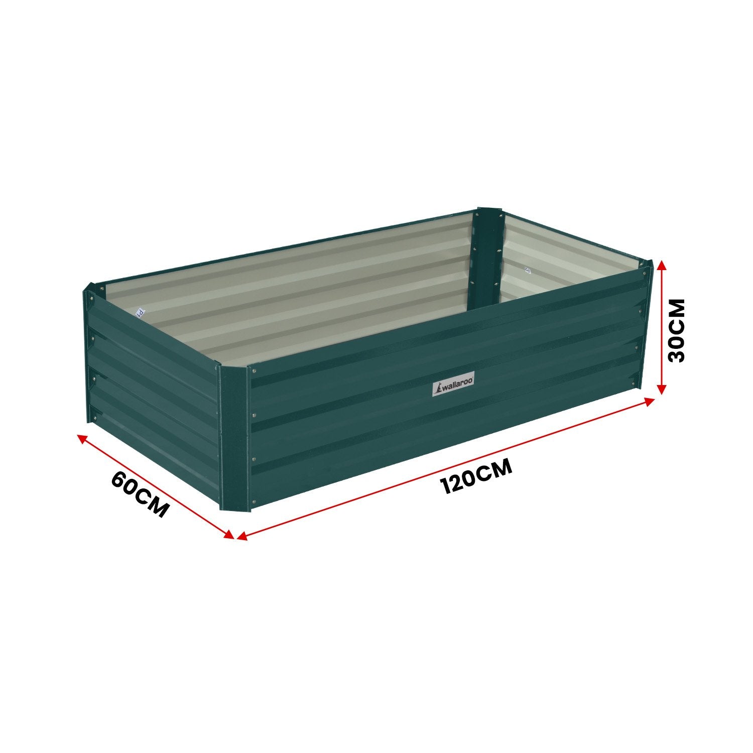 Beds & Bed Frames: Wallaroo Garden Bed 120 x 60 x 30cm Galvanized Steel - Green