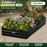 Beds & Bed Frames: Wallaroo Garden Bed 210 x 90 x 30cm Galvanized Steel - Black