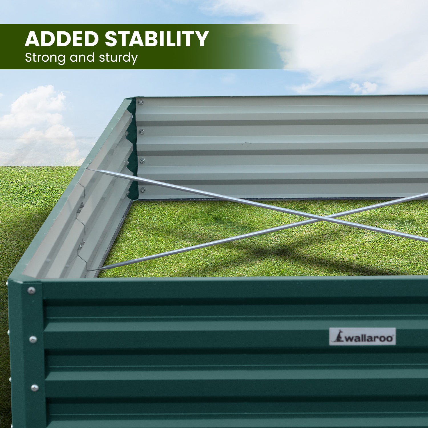 Beds & Bed Frames: Wallaroo Garden Bed 240 x 120 x 30cm Galvanized Steel - Green