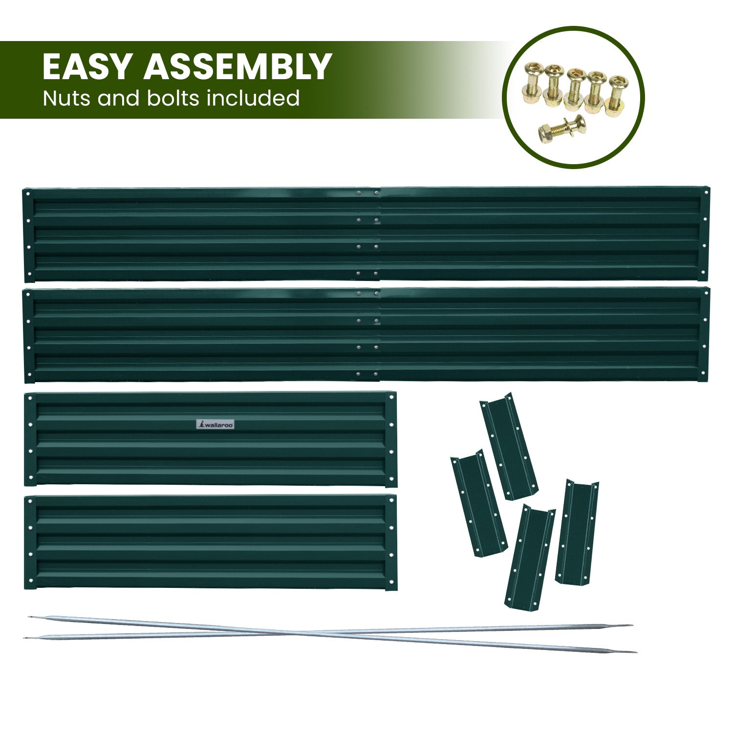 Beds & Bed Frames: Wallaroo Garden Bed 240 x 120 x 30cm Galvanized Steel - Green