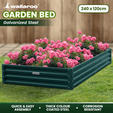 Beds & Bed Frames: Wallaroo Garden Bed 240 x 120 x 30cm Galvanized Steel - Green