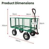Kitchen & Dining Trolleys: Wallaroo Steel Mesh Garden Trolley Cart - Green