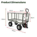 Table & Bar Stools: Wallaroo Steel Mesh Garden Trolley Cart - Hammer Grey