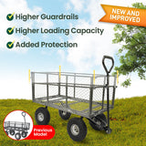 Table & Bar Stools: Wallaroo Steel Mesh Garden Trolley Cart - Hammer Grey