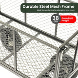 Table & Bar Stools: Wallaroo Steel Mesh Garden Trolley Cart - Hammer Grey