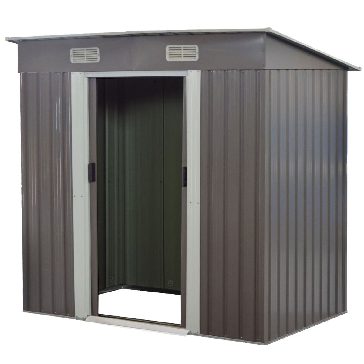 Sheds: Wallaroo 4ft x 8ft Garden Shed with Base Flat Roof Outdoor Storage - Grey