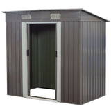 Sheds: Wallaroo 4ft x 8ft Garden Shed with Base Flat Roof Outdoor Storage - Grey