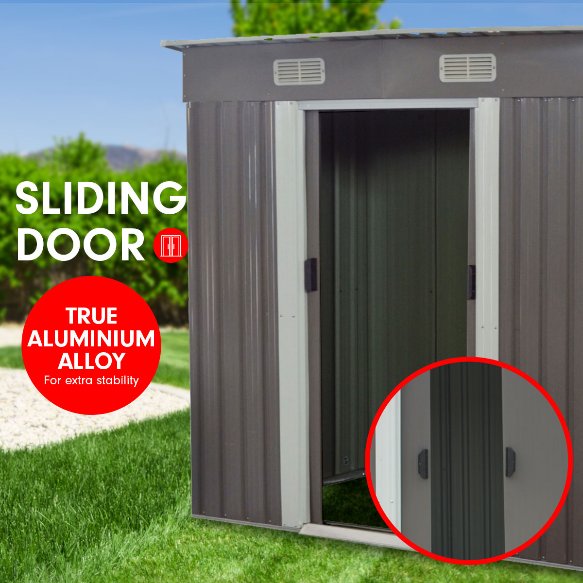 Sheds: Wallaroo 4ft x 8ft Garden Shed with Base Flat Roof Outdoor Storage - Grey