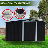 Sheds: Wallaroo Garden Shed with Semi-Closed Storage 10*8FT - Black