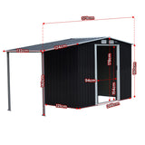 Sheds: Wallaroo 4x8ft Zinc Steel Garden Shed with Open Storage - Black