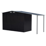 Sheds: Wallaroo 4x8ft Zinc Steel Garden Shed with Open Storage - Black