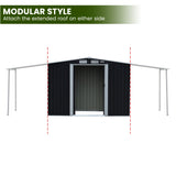 Sheds: Wallaroo 4x8ft Zinc Steel Garden Shed with Open Storage - Black