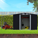 Sheds: Wallaroo 4x8ft Zinc Steel Garden Shed with Open Storage - Black