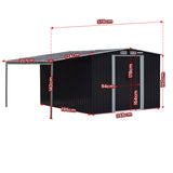 Sheds: Wallaroo 6x8ft Zinc Steel Garden Shed with Open Storage - Black