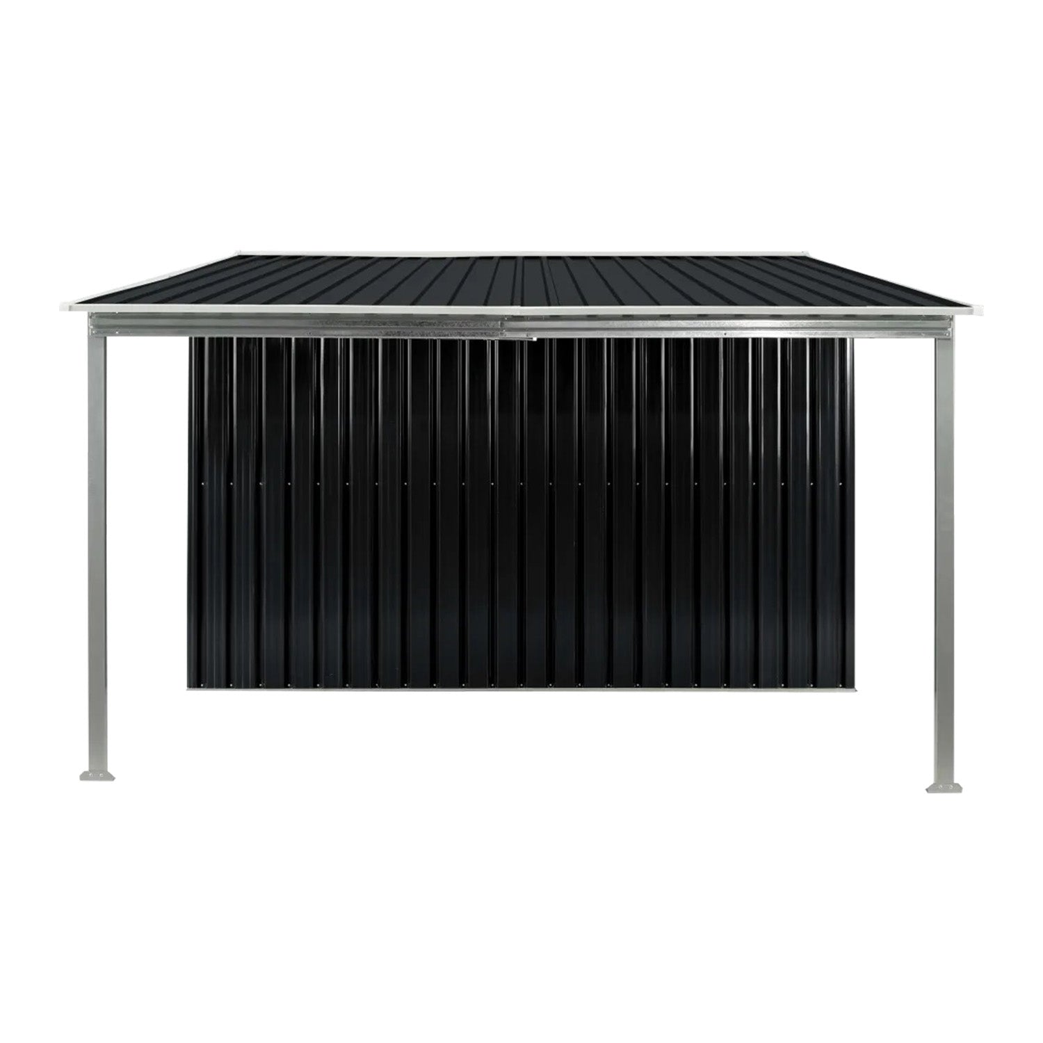 Sheds: Wallaroo 6x8ft Zinc Steel Garden Shed with Open Storage - Black