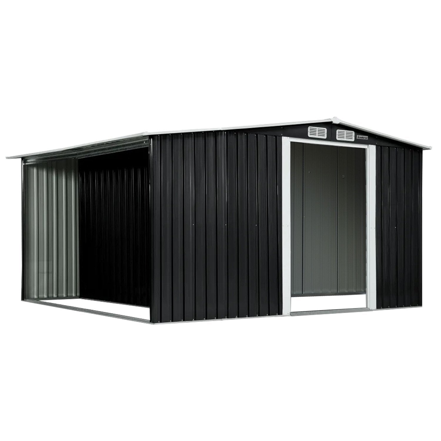 Sheds: Wallaroo Garden Shed with Semi-Close Storage 6*8FT - Black