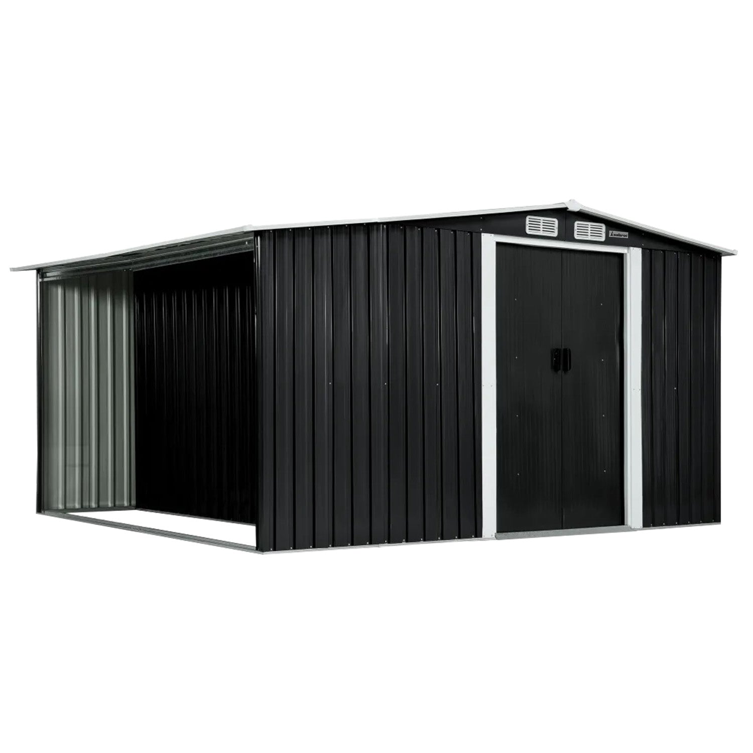 Sheds: Wallaroo Garden Shed with Semi-Close Storage 6*8FT - Black