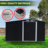 Sheds: Wallaroo Garden Shed with Semi-Close Storage 6*8FT - Black
