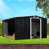 Sheds: Wallaroo Garden Shed with Semi-Close Storage 6*8FT - Black