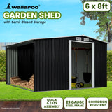Sheds: Wallaroo Garden Shed with Semi-Close Storage 6*8FT - Black