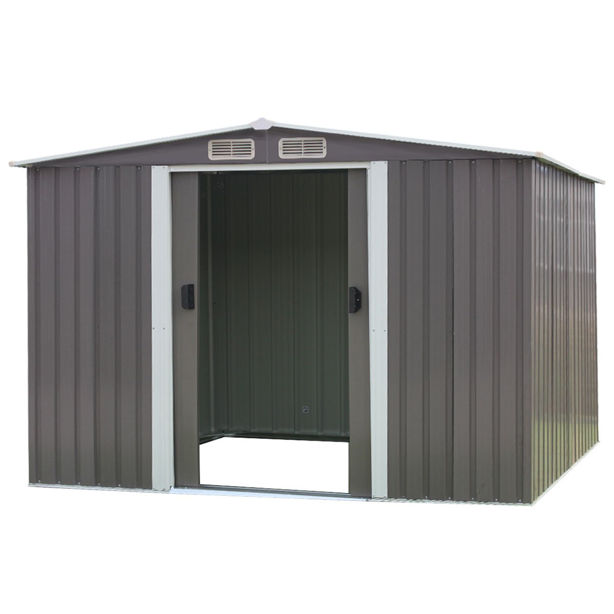 Sheds: Wallaroo Garden Shed Spire Roof 8ft x 8ft Outdoor Storage Shelter - Grey