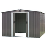Sheds: Wallaroo Garden Shed Spire Roof 8ft x 8ft Outdoor Storage Shelter - Grey