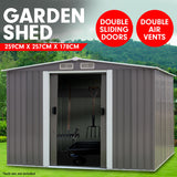 Sheds: Wallaroo Garden Shed Spire Roof 8ft x 8ft Outdoor Storage Shelter - Grey