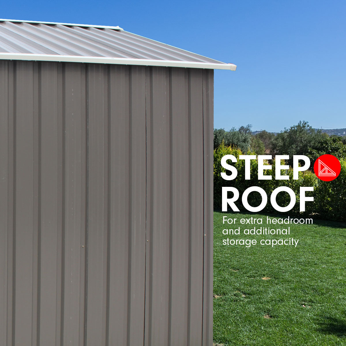 Sheds: Wallaroo Garden Shed Spire Roof 8ft x 8ft Outdoor Storage Shelter - Grey